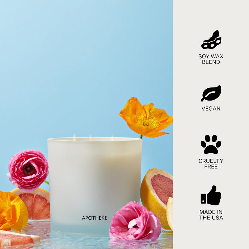 Apotheke 3-Wick Scented Candles for Home, Sea Salt Grapefruit - 26 oz Soy Wax Jar Candle Gift for Women - Long-Lasting Fragrance with Perfume-Grade Essential Oils - Pepper, Dew Drops & Tarragon - Image 5